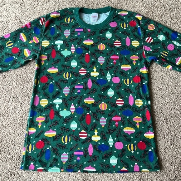 Hanna Andersson Holiday 2023 Ornament Print Green Long John Top Unisex Mens - Picture 2 of 7